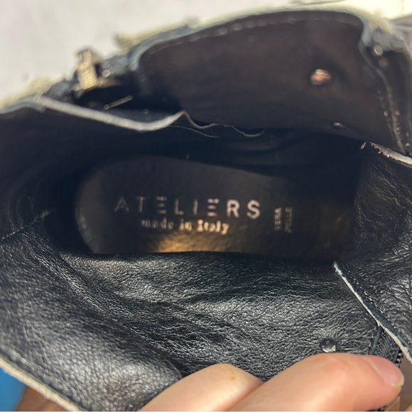 ATELIERS Leather Lug Sole Front Zip Combat‎ Military Boots Women's 9/39 White - Picture 7 of 7